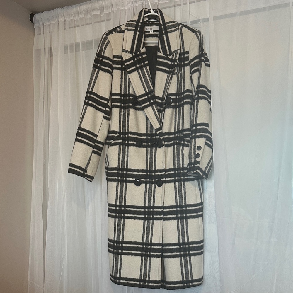 Cleo Black and Cream Checkered Coat